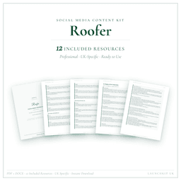 Roofer — Social Media Content Kit, PDF and editable DOCX product preview