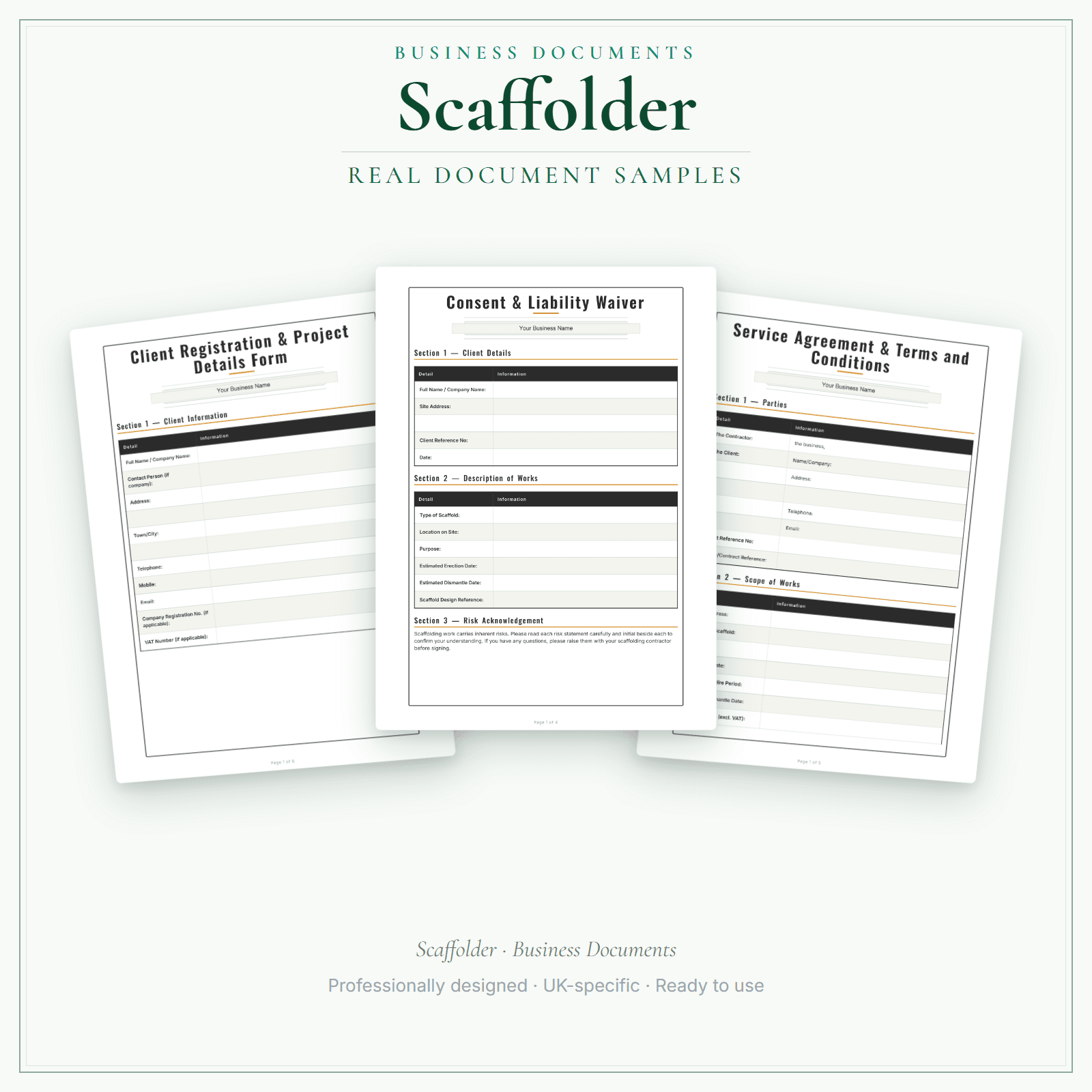 Business Documents — Standard — sample document pages