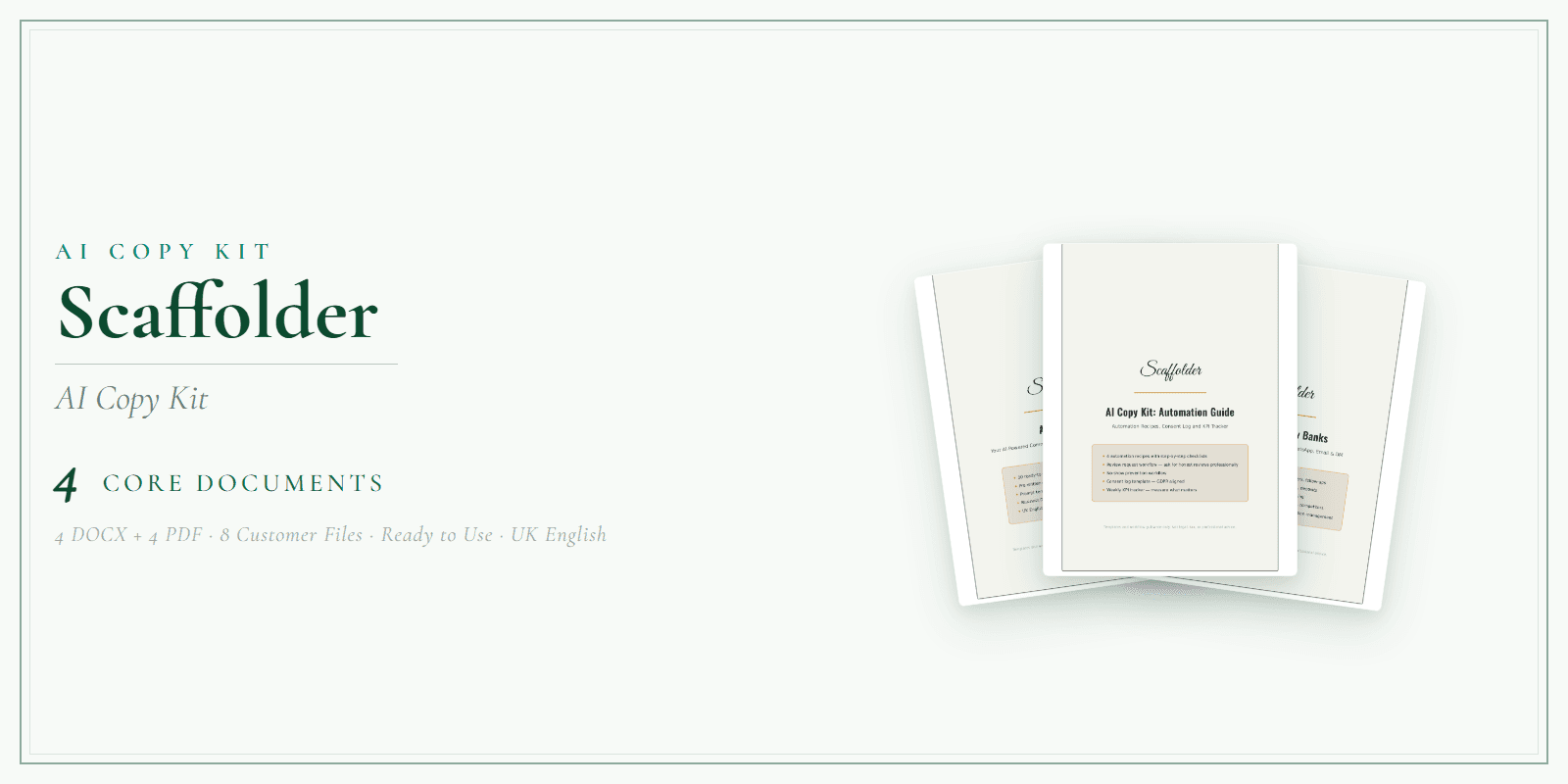 Scaffolder — AI Copy Kit, PDF and editable DOCX product overview