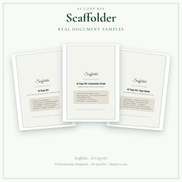 Scaffolder — AI Copy Kit, PDF and editable DOCX sample pages