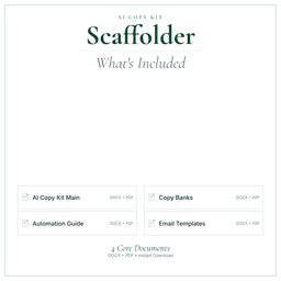 Scaffolder — AI Copy Kit, PDF and editable DOCX what's included preview