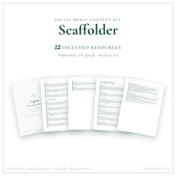Scaffolder — Social Media Content Kit, PDF and editable DOCX product preview