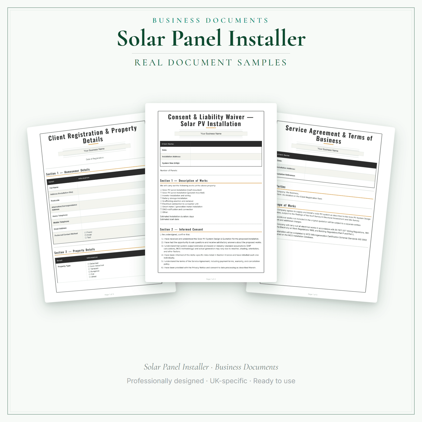 Business Documents — Premium — sample document pages