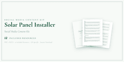 Solar Panel Installer — Social Media Content Kit, PDF and editable DOCX product overview
