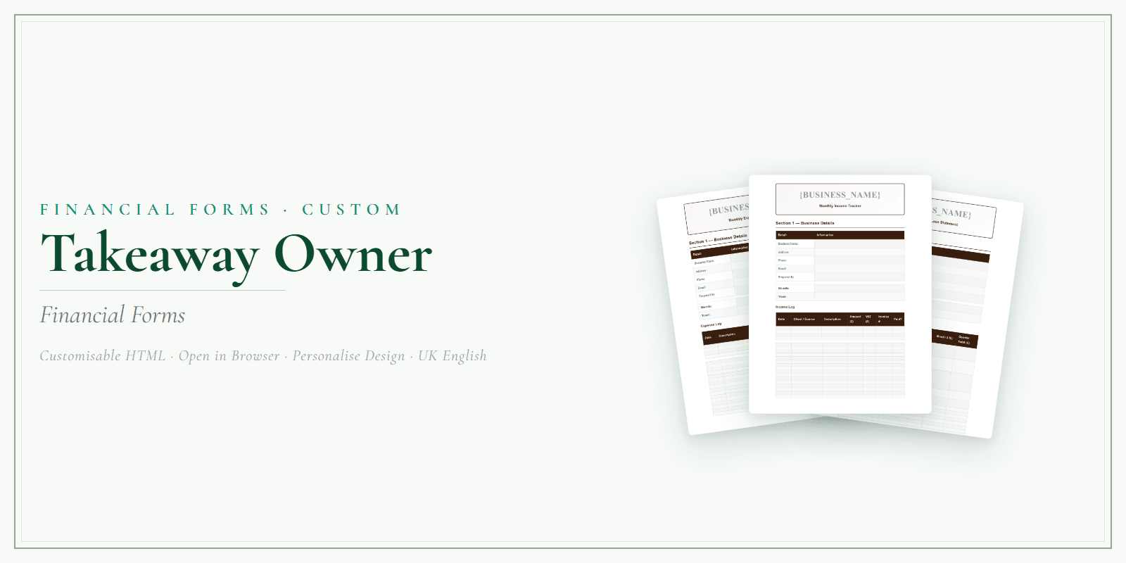 Financial Forms Bundle — Customisable