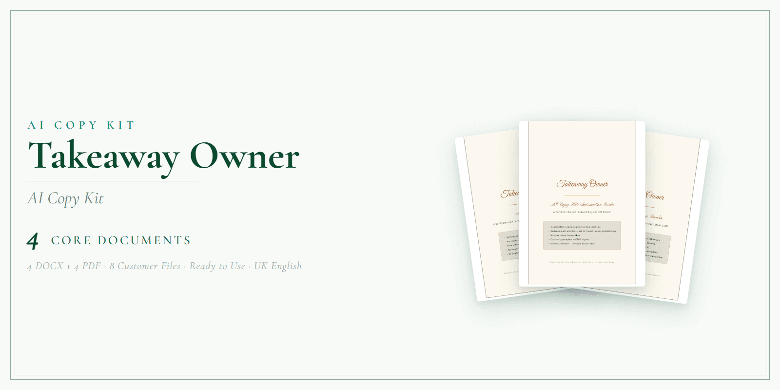 Takeaway Owner — AI Copy Kit, PDF and editable DOCX product overview