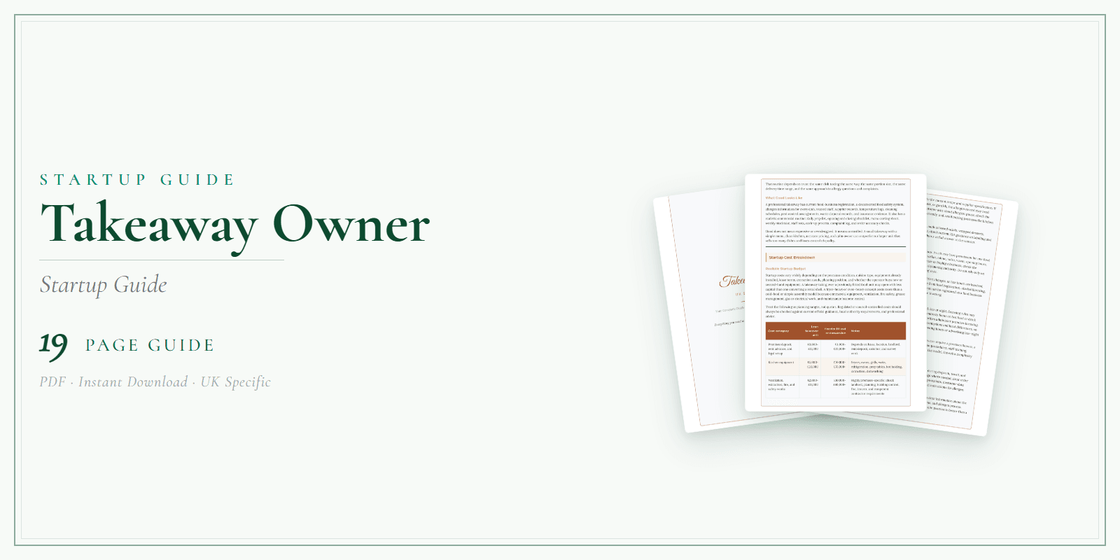 Takeaway Owner — Startup Guide, PDF guide product overview