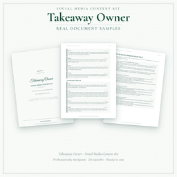 Takeaway Owner — Social Media Content Kit, PDF and editable DOCX sample pages