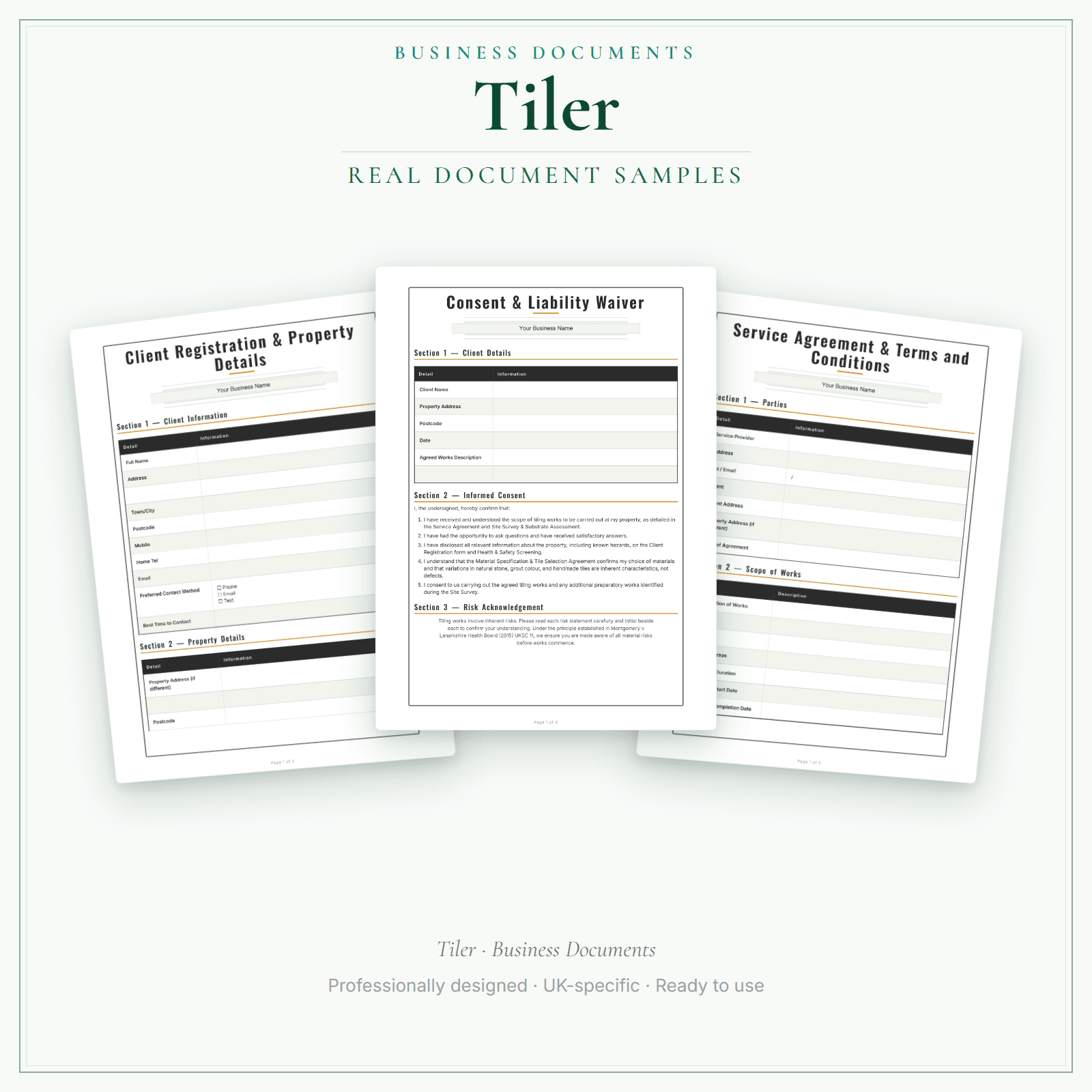 Business Documents — Standard — sample document pages