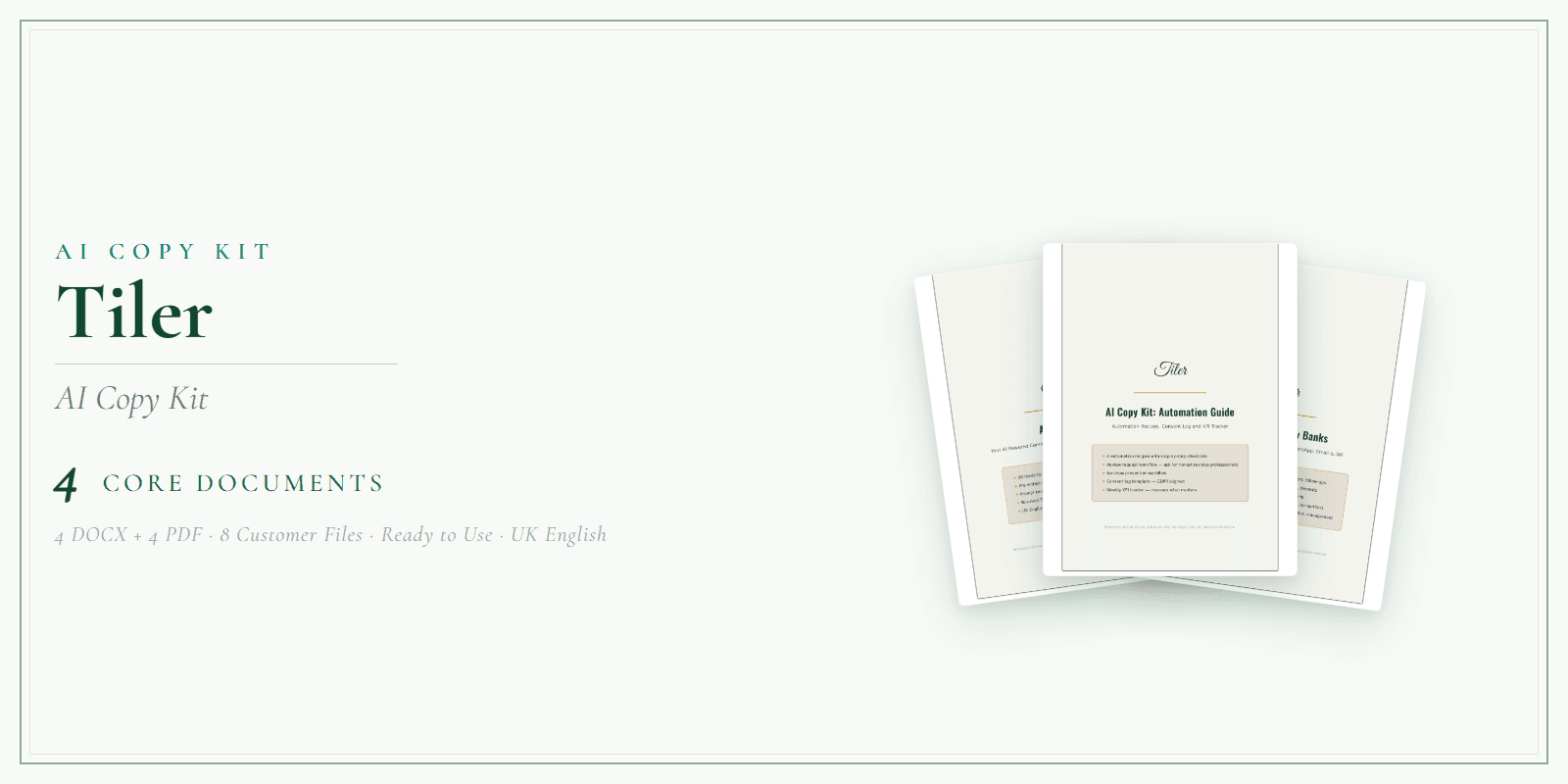 Tiler — AI Copy Kit, PDF and editable DOCX product overview