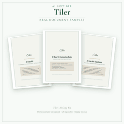 Tiler — AI Copy Kit, PDF and editable DOCX sample pages