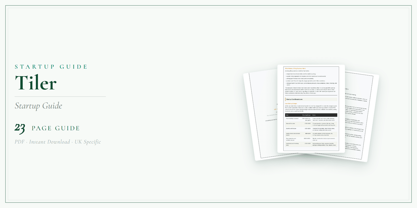 Tiler — Startup Guide, PDF guide product overview