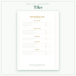 Tiler — Price List & Service Menu, PDF sample pages
