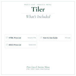 Tiler — Price List & Service Menu, PDF what's included preview