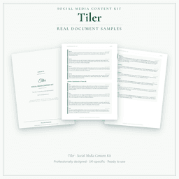 Tiler — Social Media Content Kit, PDF and editable DOCX sample pages