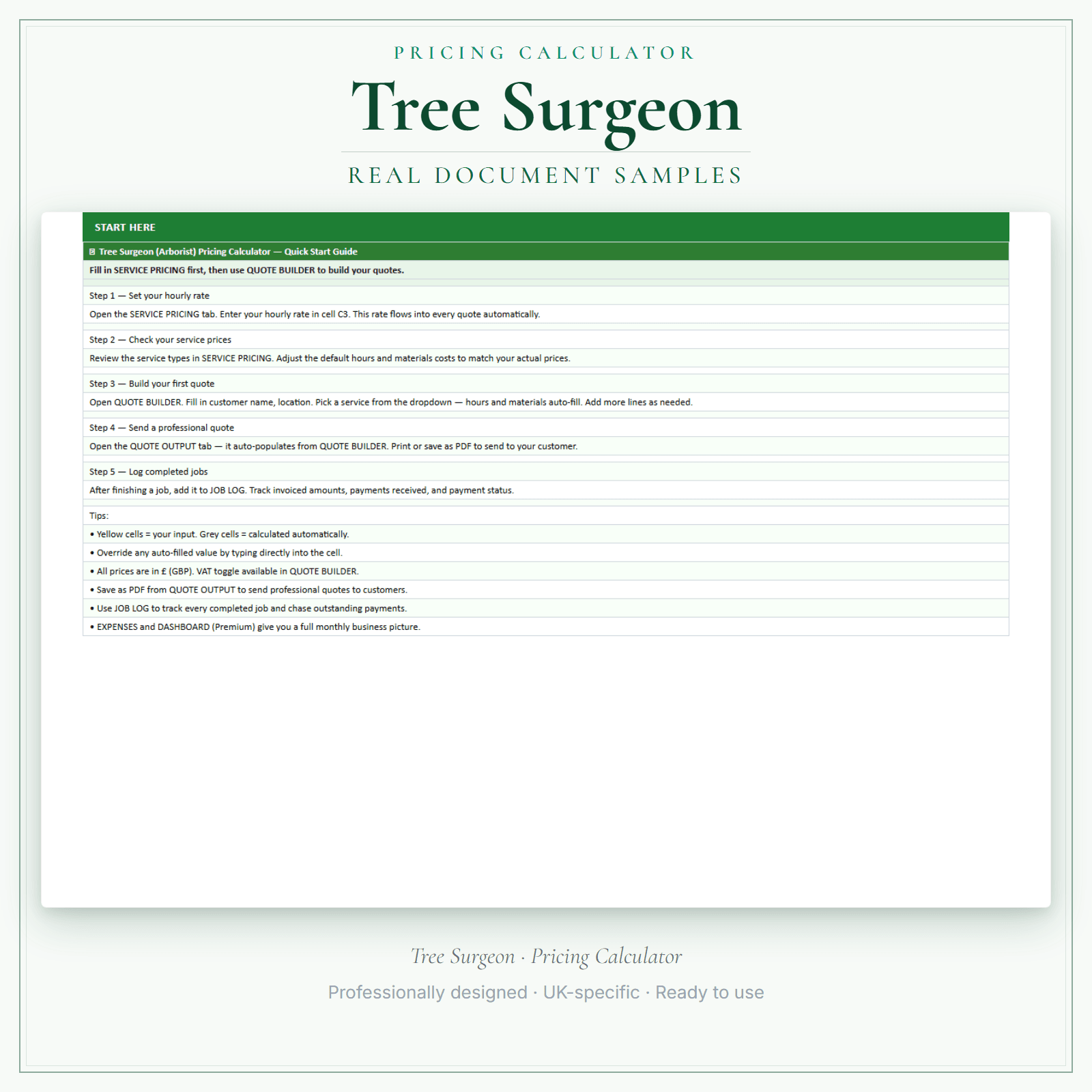 Pricing Calculator — Premium — sample document pages