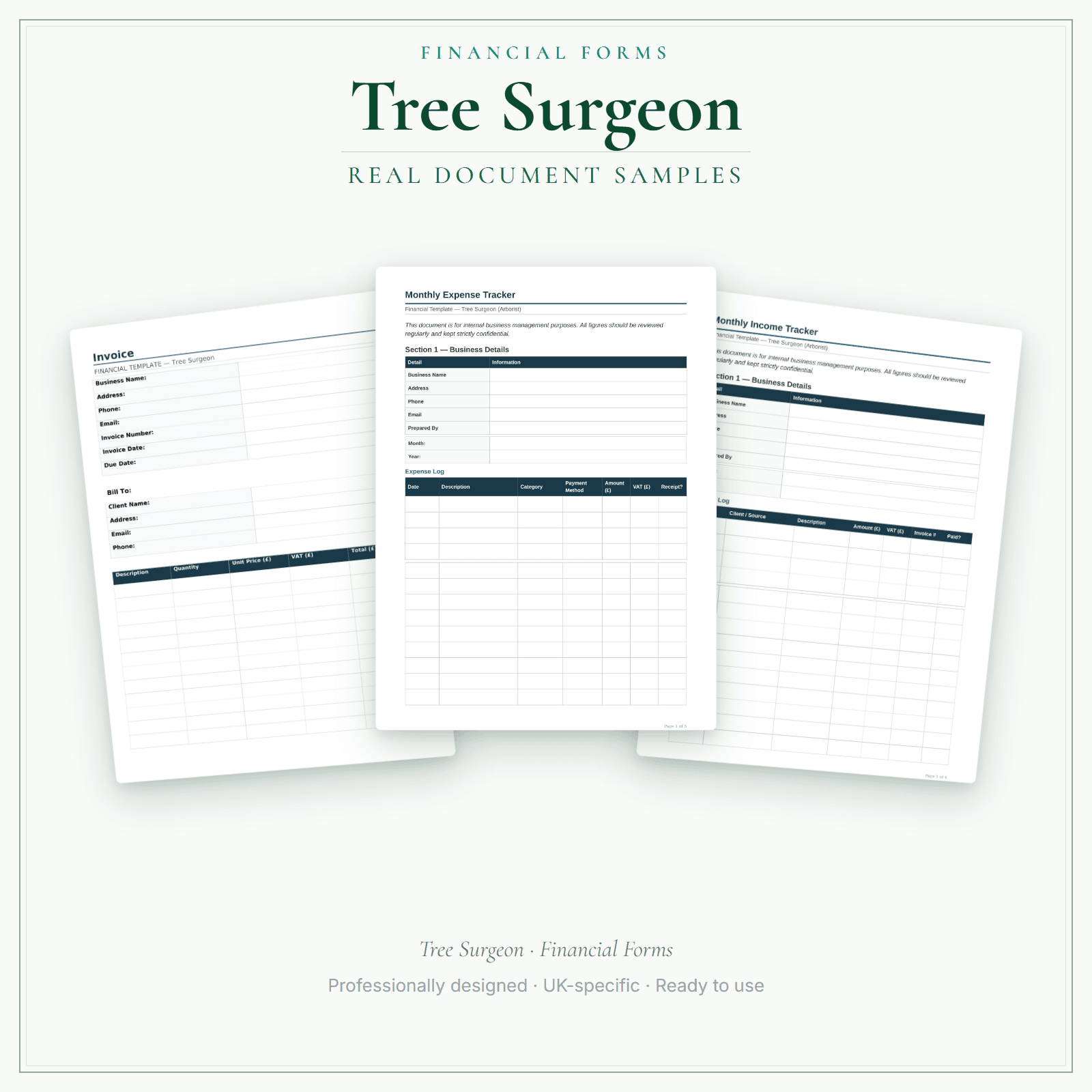 Financial Forms Bundle — Premium — sample document pages