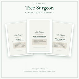 Tree Surgeon — AI Copy Kit, PDF and editable DOCX sample pages