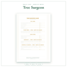 Tree Surgeon — Price List & Service Menu, PDF product preview