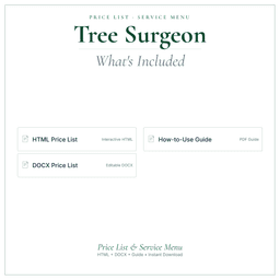 Tree Surgeon — Price List & Service Menu, PDF what's included preview