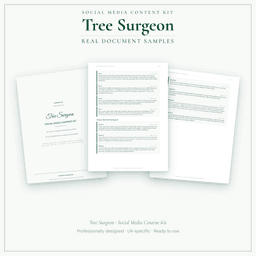 Tree Surgeon — Social Media Content Kit, PDF and editable DOCX sample pages