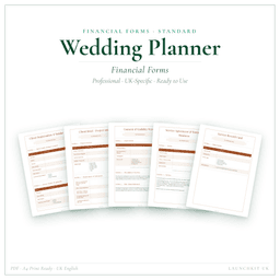 Wedding Planner — Financial Forms Bundle — Standard, PDF with fillable header product preview