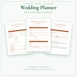 Wedding Planner — Financial Forms Bundle — Standard, PDF with fillable header sample pages