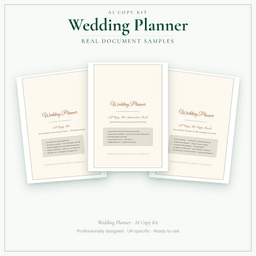 Wedding Planner — AI Copy Kit, PDF and editable DOCX sample pages