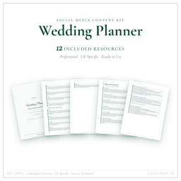 Wedding Planner — Social Media Content Kit, PDF and editable DOCX product preview