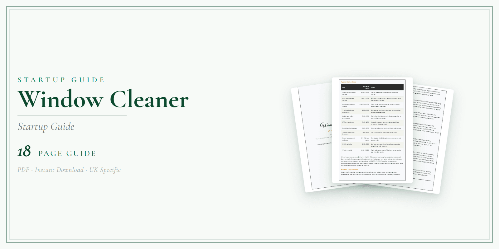 Window Cleaner — Startup Guide, PDF guide product overview