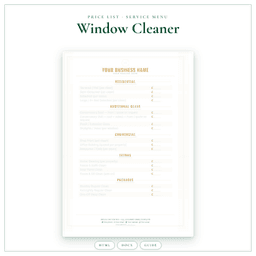 Window Cleaner — Price List & Service Menu, PDF product preview