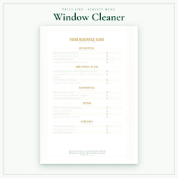 Window Cleaner — Price List & Service Menu, PDF sample pages