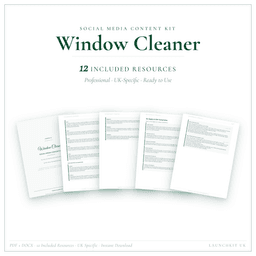 Window Cleaner — Social Media Content Kit, PDF and editable DOCX product preview
