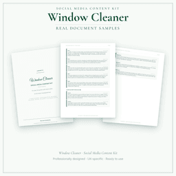 Window Cleaner — Social Media Content Kit, PDF and editable DOCX sample pages