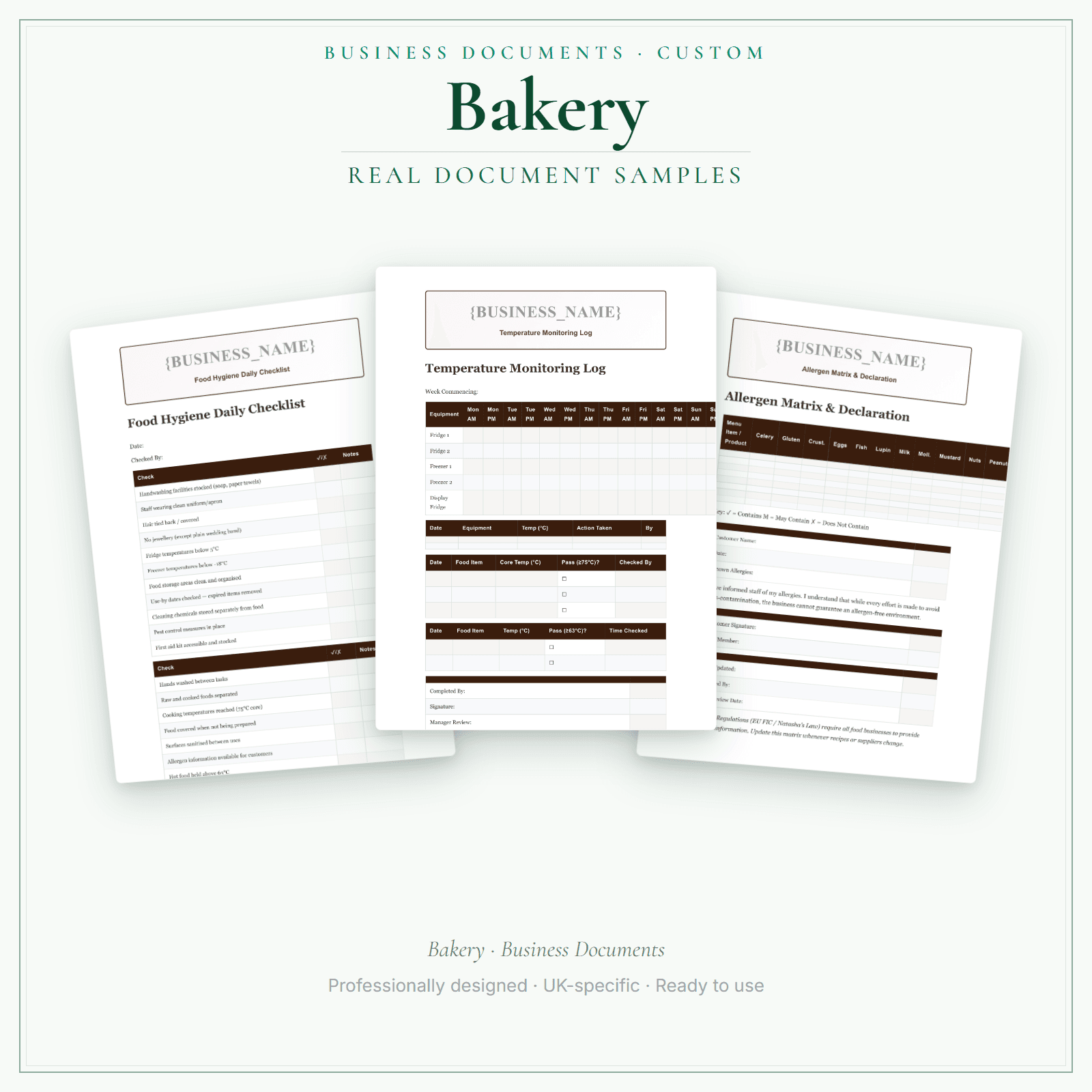 Bakery — Business Documents — Customisable sample pages preview