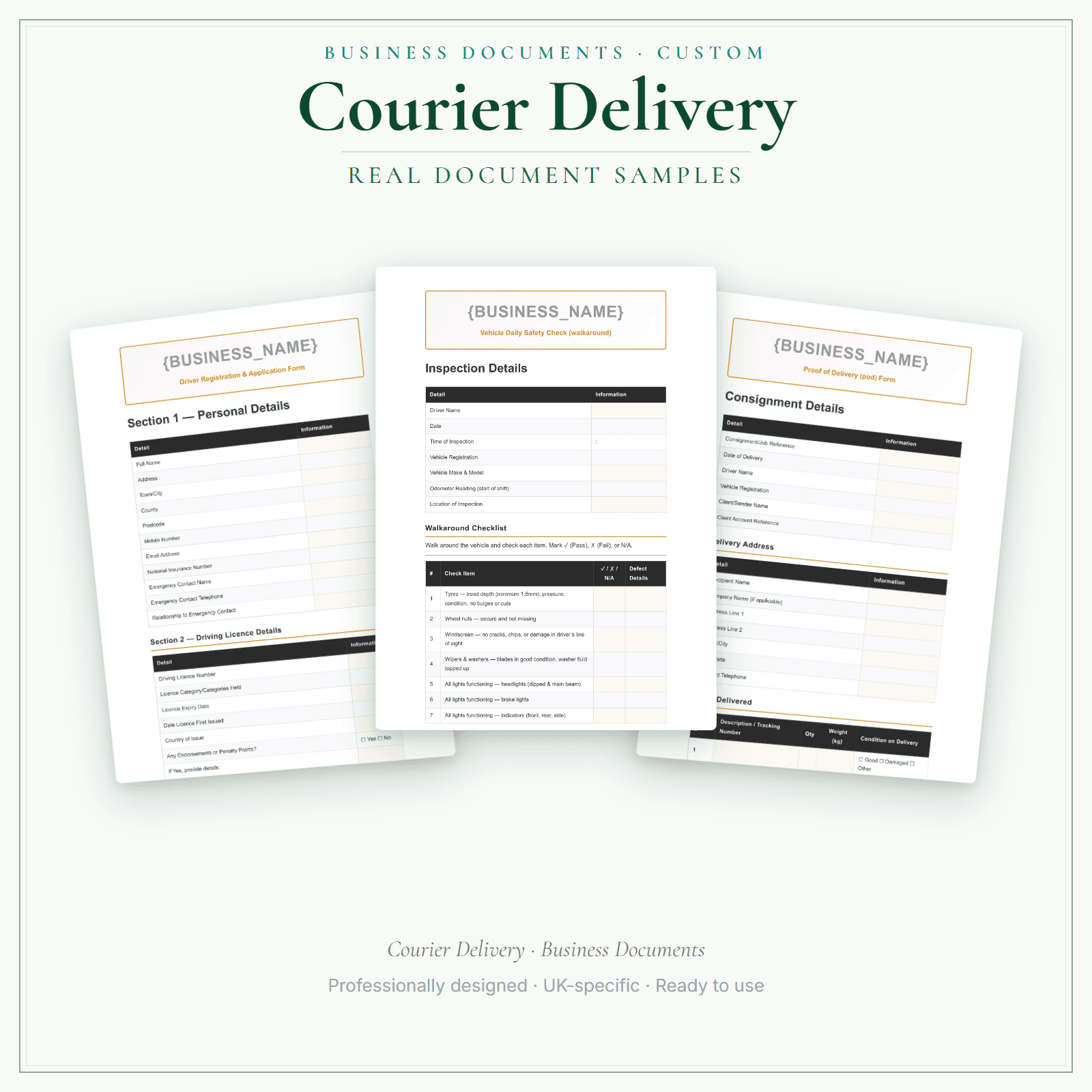 Courier Delivery — Business Documents — Customisable sample pages preview