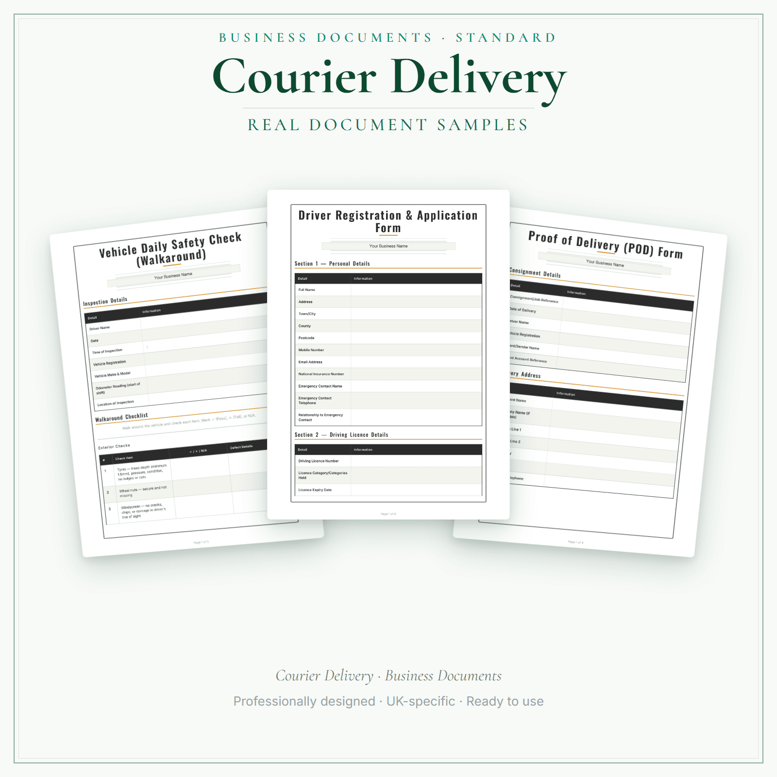 Courier Delivery — Business Documents — Standard sample pages preview