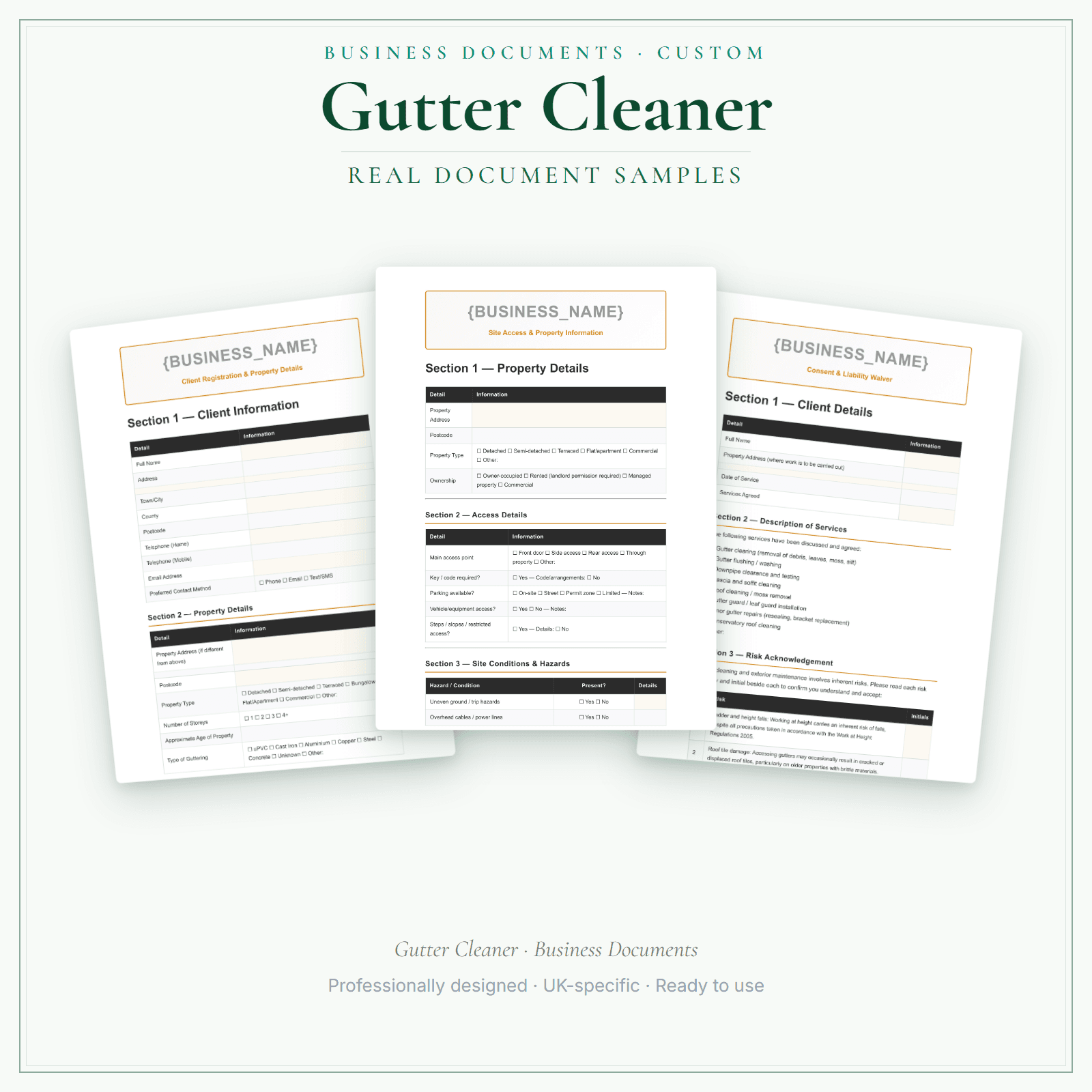 Gutter Cleaner — Business Documents — Customisable sample pages preview