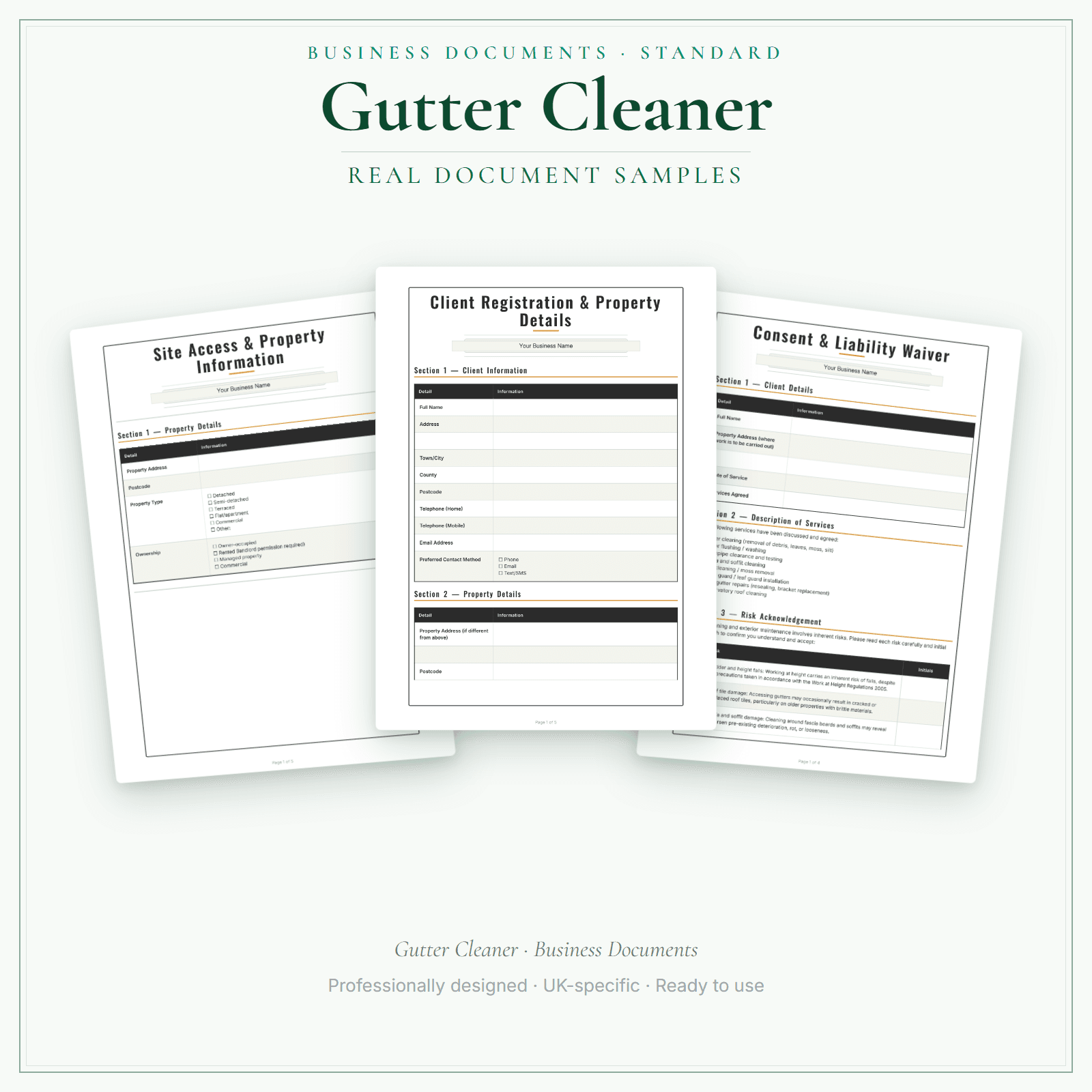 Gutter Cleaner — Business Documents — Standard sample pages preview