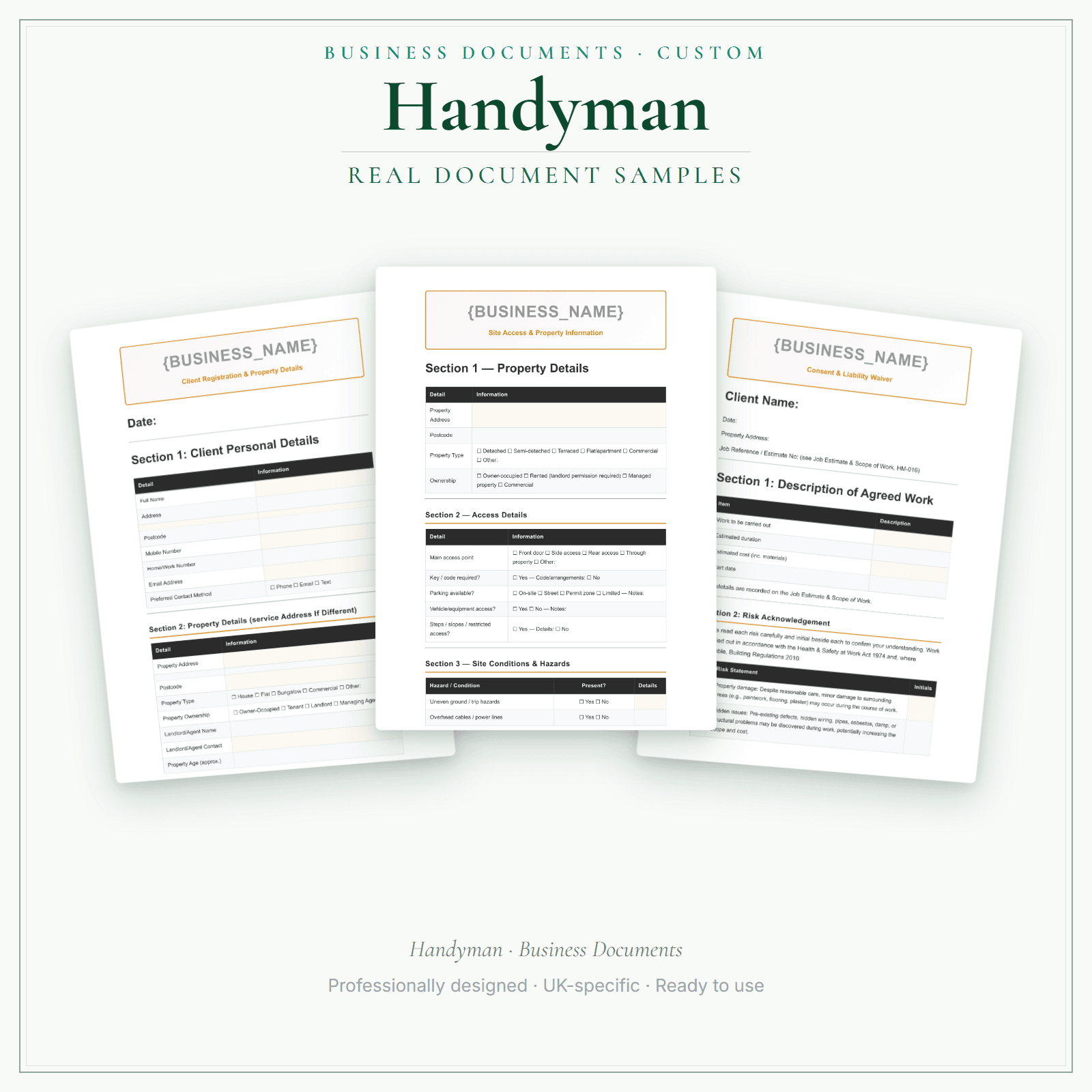Handyman — Business Documents — Customisable sample pages preview
