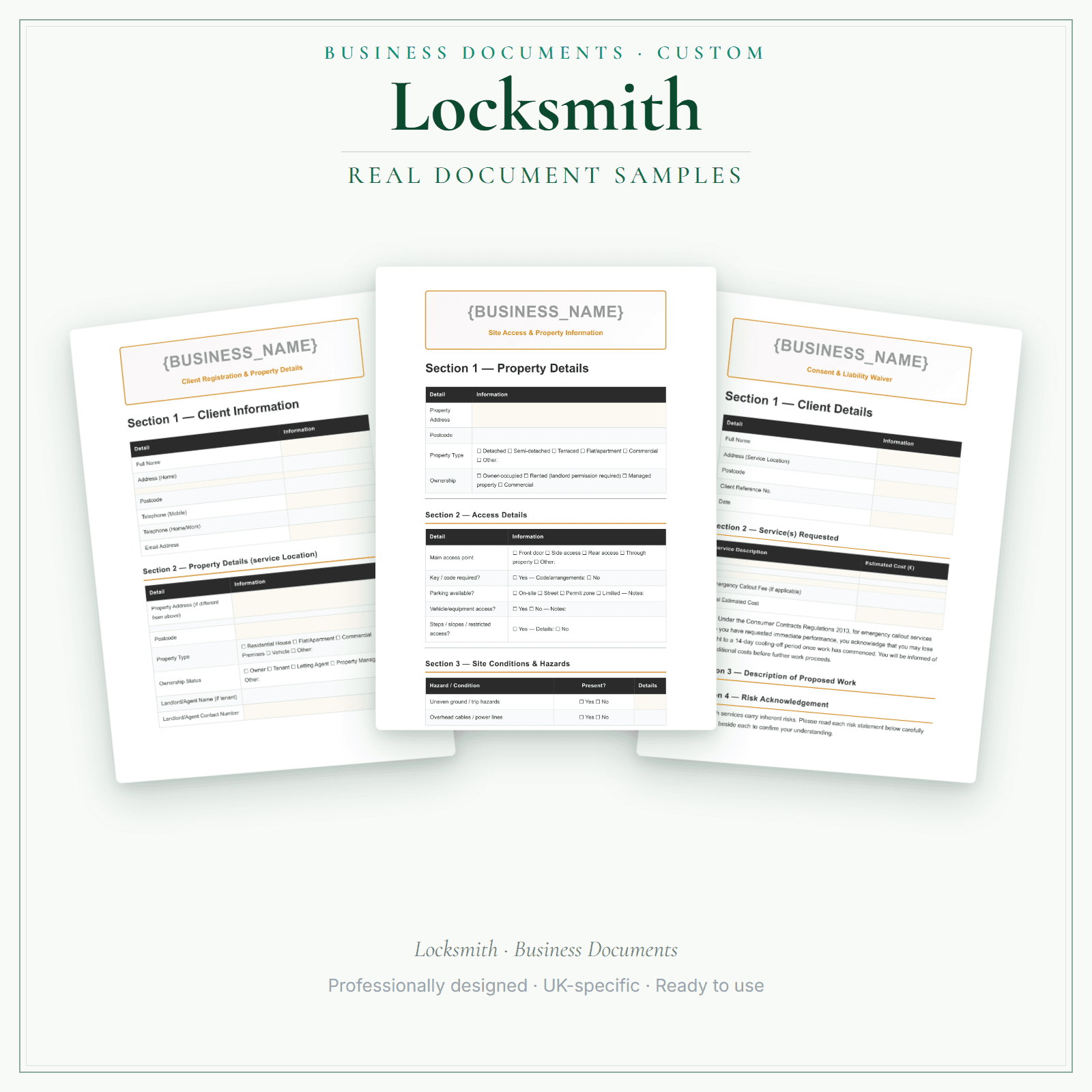 Locksmith — Business Documents — Customisable sample pages preview
