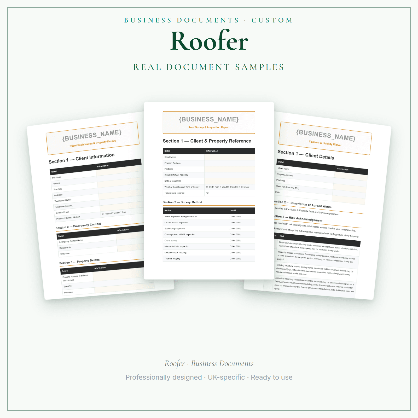 Roofer — Business Documents — Customisable sample pages preview