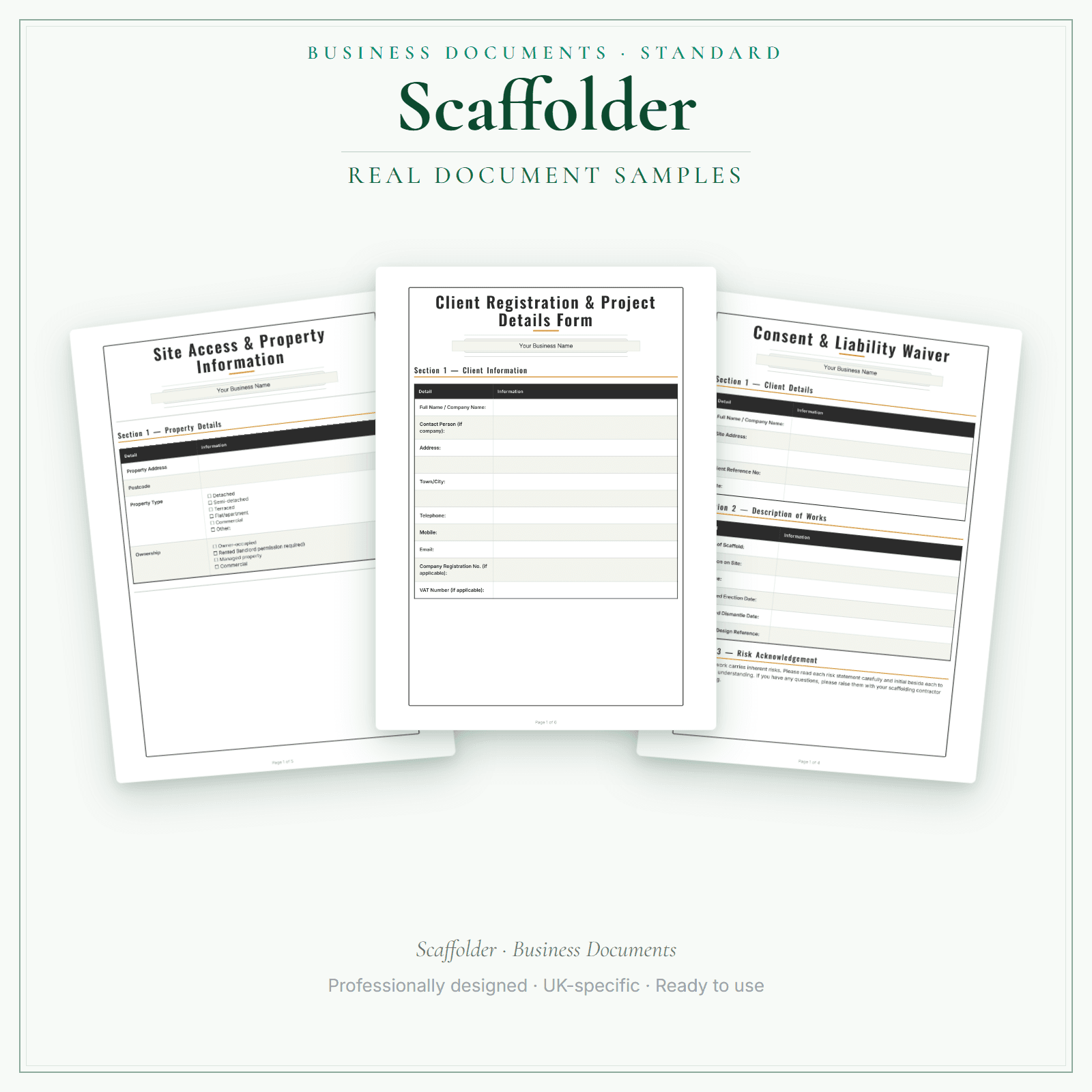 Scaffolder — Business Documents — Standard sample pages preview