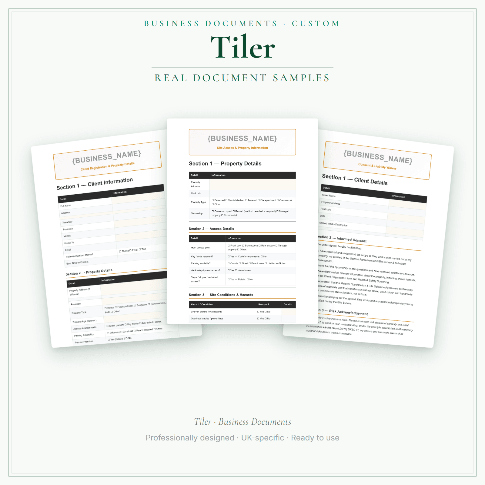 Tiler — Business Documents — Customisable sample pages preview