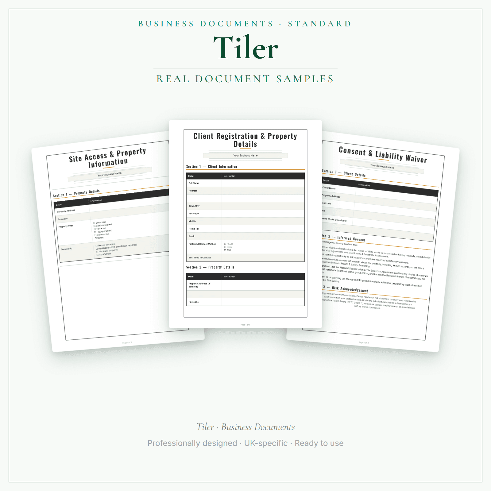 Tiler — Business Documents — Standard sample pages preview