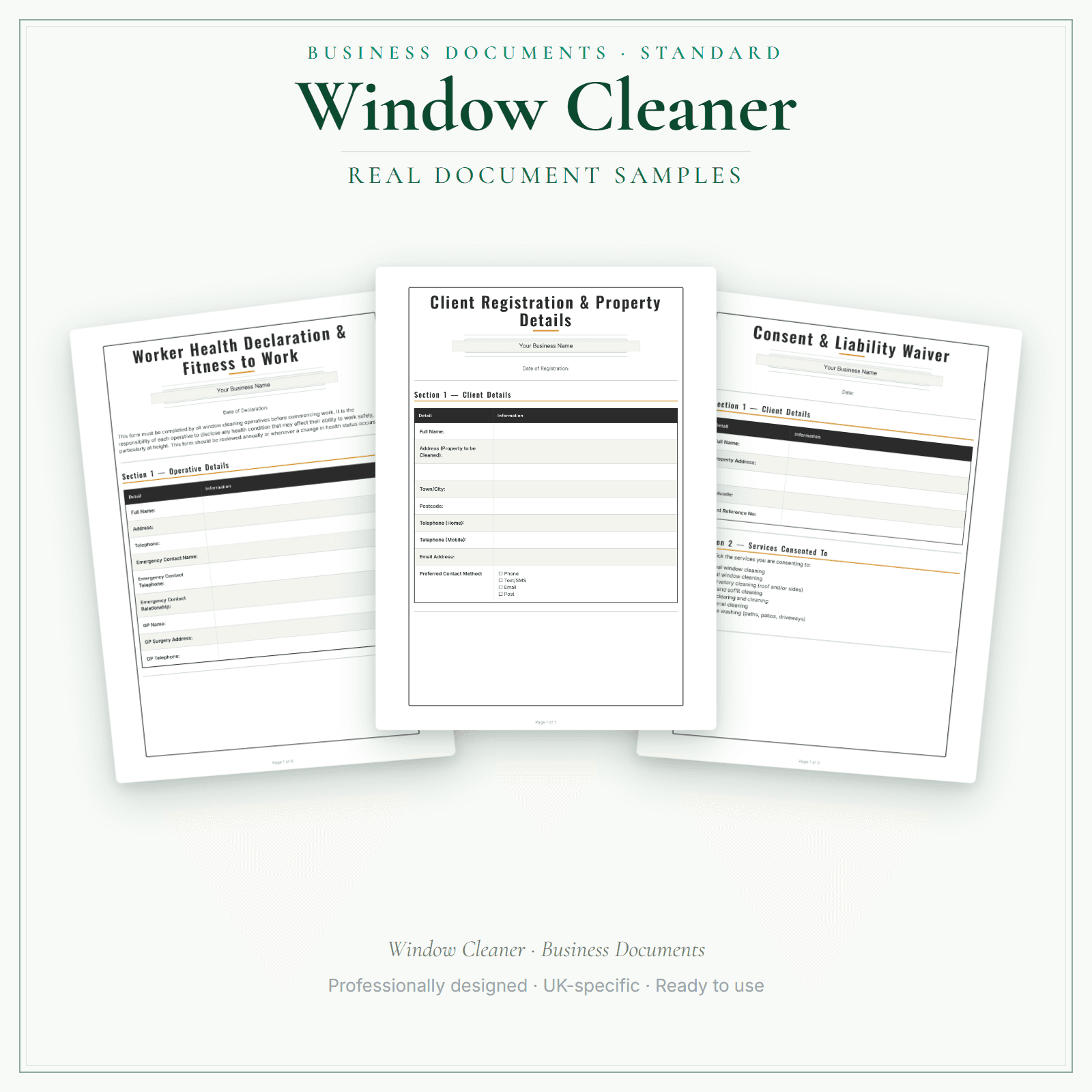 Window Cleaner — Business Documents — Standard sample pages preview