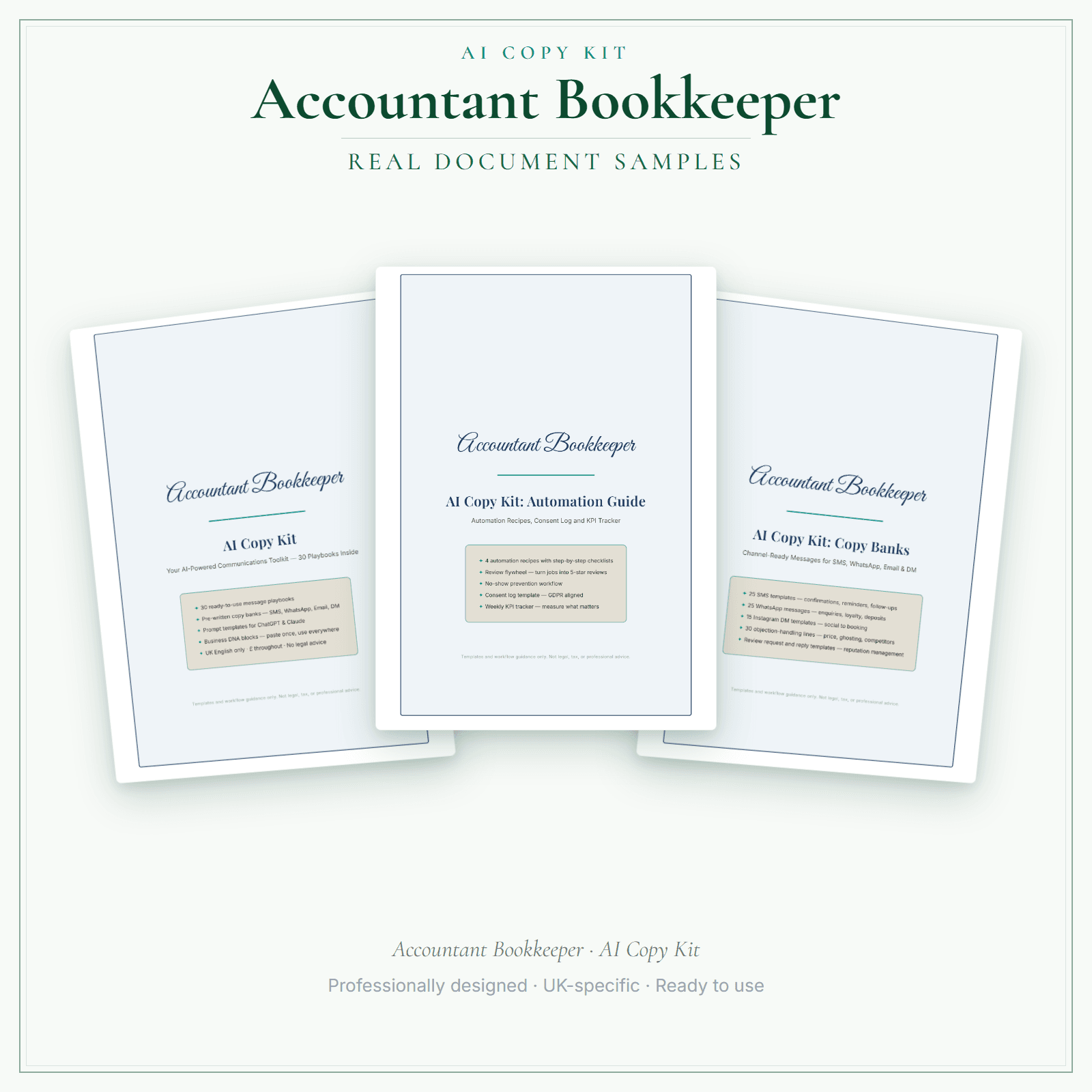 Accountant Bookkeeper — AI Copy Kit sample pages preview