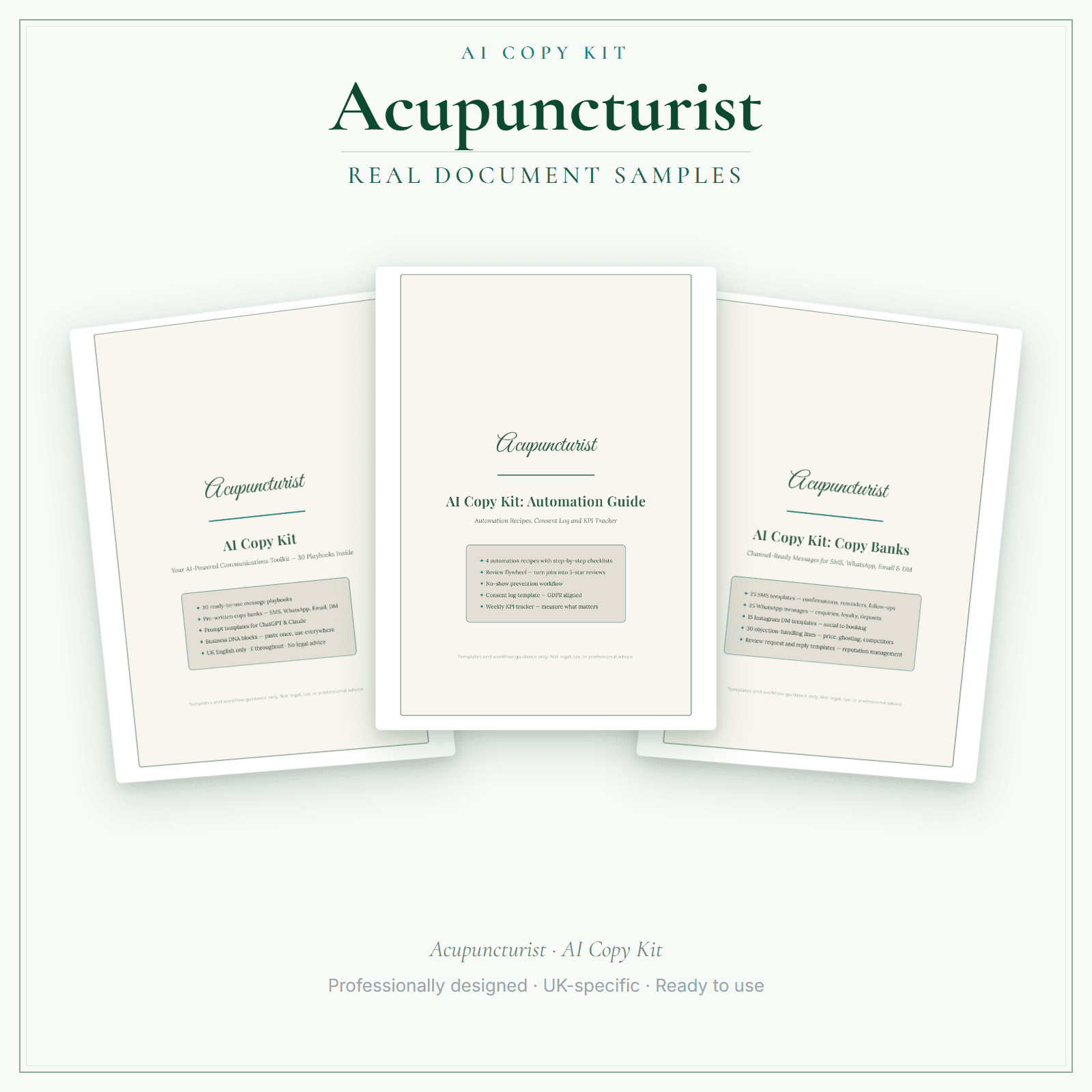 Acupuncturist — AI Copy Kit sample pages preview