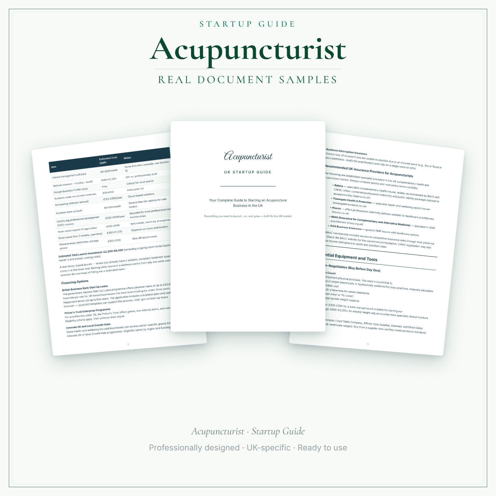 Acupuncturist — Startup Guide sample pages preview