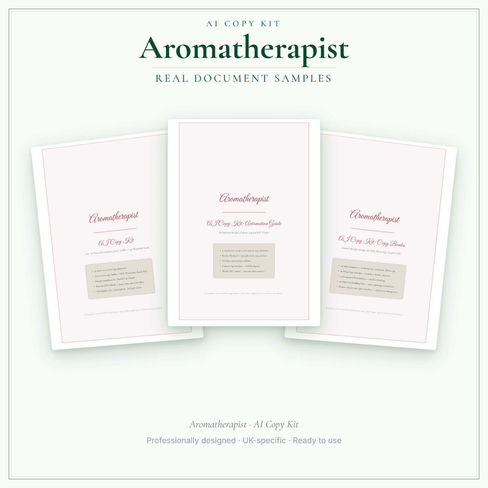 Aromatherapist — AI Copy Kit sample pages preview